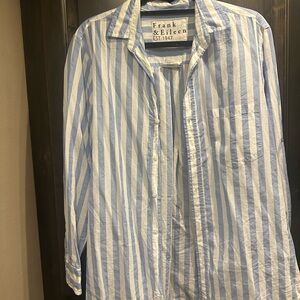 Frank & Eileen Joedy Light Blue and White Striped Shirt
